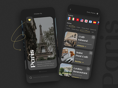 Trip Planner App - Food part app design food mobile planner product travel ui