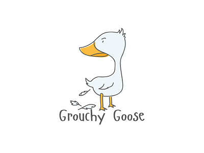 Grouchy goose character illustration logo concept