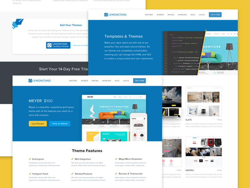 LemonStand Themes Page by Chase Denomme for LemonStand on Dribbble