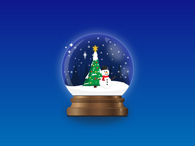 Christmas Snow Globe christmas globe illustration snow snowman tree winter