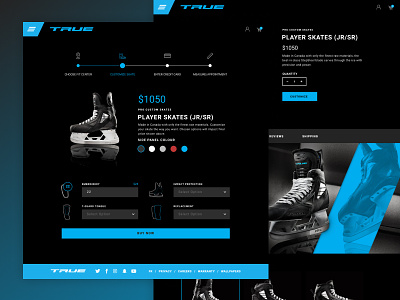 True Hockey Custom Skate Experience checkout custom ecommerce experience hockey product skate true ui ux web