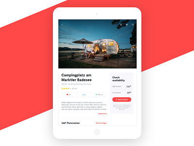 Camparound - iPad Campsite detail view app app design camparound camper camping detail page ios ipad mobile product design