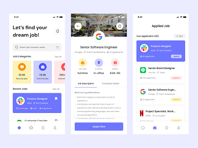 Job Finder Mobile Apps app design job finder job seeker mobile mobile app ui ui design