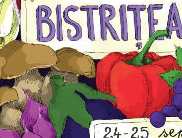 Toamna Bistriteana colorful detail handmade illustration lettering market poster sketch vegetables