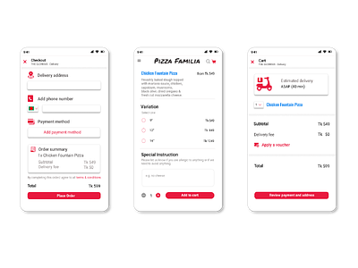 Pizza delivery app design