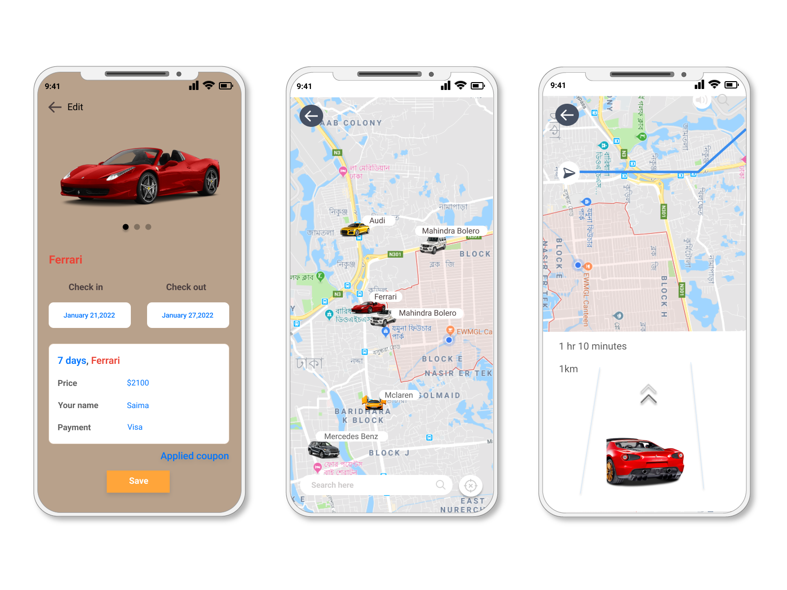 Rental car app design by Saima Jannat Mim on Dribbble