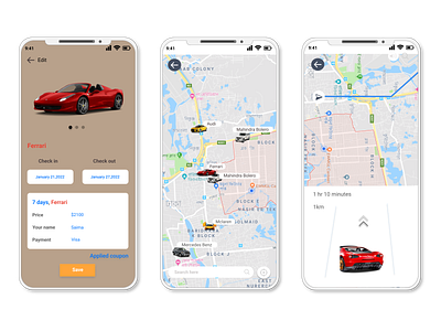 Rental car app design