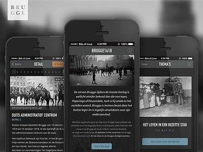 Brugge1418 app belgium black bruges brugge dark ui historical route walk war
