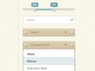 Nav belgium brand categories dotted ecommerce filters leather line naviagtion paper search slider tooltip