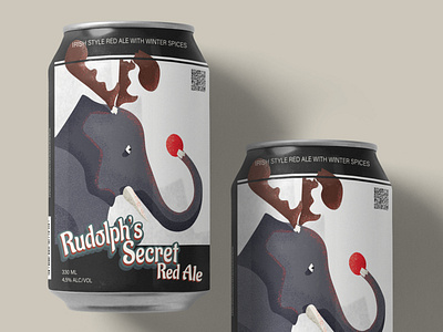 Rudolph's Secret | 12 Days of Christmas Designs beer beer can branding christmas christmas illustration colorful design graphic design illustration label mockup packaging product design rudolph winter