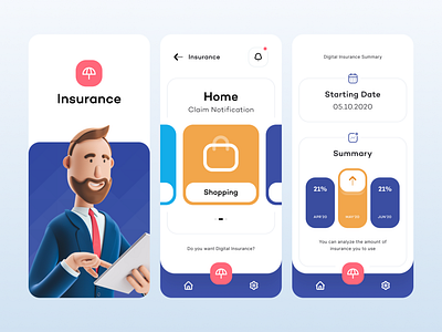 Digital Insurance - Mobile app app design art design experience figma finance insurance iphone minimal mobile mobile design modern ui user interface ux ux design