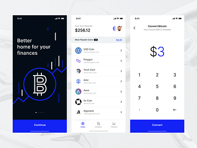 Crypto Wallet app app design crypto design figma finance minimal mobile modern ui user experience user interface ux wallet