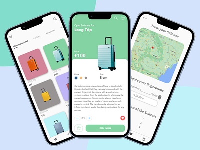STRUF (suitcase app) app design app development flutter mobile app ui ux