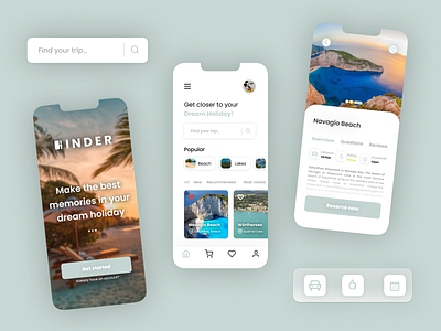 HINDER (travel agency app)🏖️🚣🏝️ app design appdesigner design figma mobile app mobiledesign travel travelapp ui uiux ux