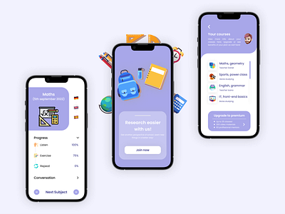 Online School App Design 📚🧑‍🏫✏️ app design app designer availableforprojects design figma freelance learn app mobile app onlineschoolapp ui ux