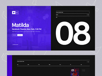 Event Exploration calendar clean creative dark event music purple typography ui web
