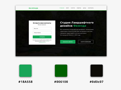 Landing page for Russian Landscape studio branding design graphic design ui ux