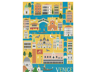 Venice architecture art branding commerical design digital digital art editorial graphic design hand drawn icon illustration marketing poster poster design procreate retro stylised travel vintage
