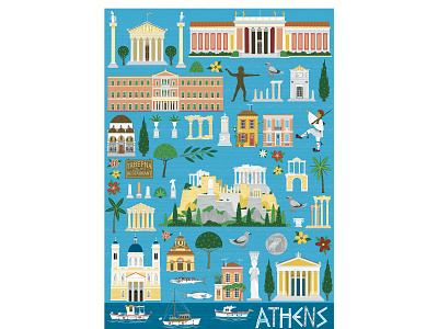 Athens architecture art athens building commerical design digital editorial graphic graphic design icon illustration magazine poster print procreate retro style travel vintage