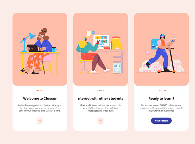 Onboarding screens for an e-learning app design ui ux