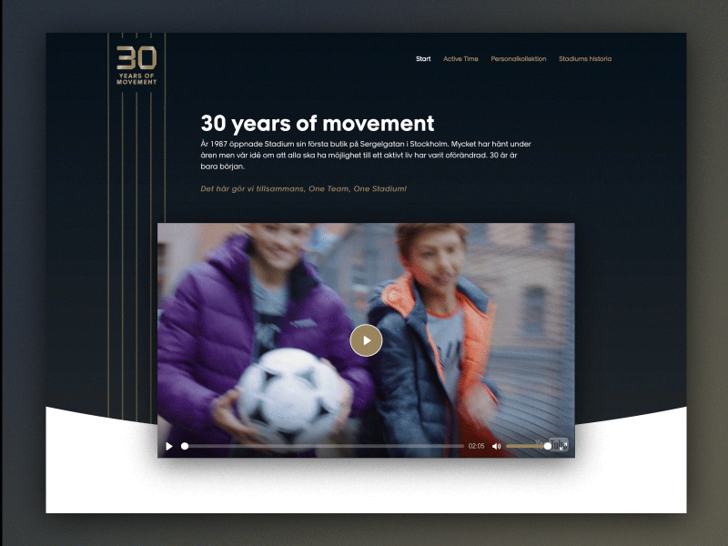 Landing Page - 30 Years of Movement animation anniversary gif landing page page stadium transition website