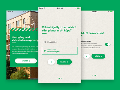 Onboarding Screens - Vallastaden app interface intro introduction mobile onboarding tour ui