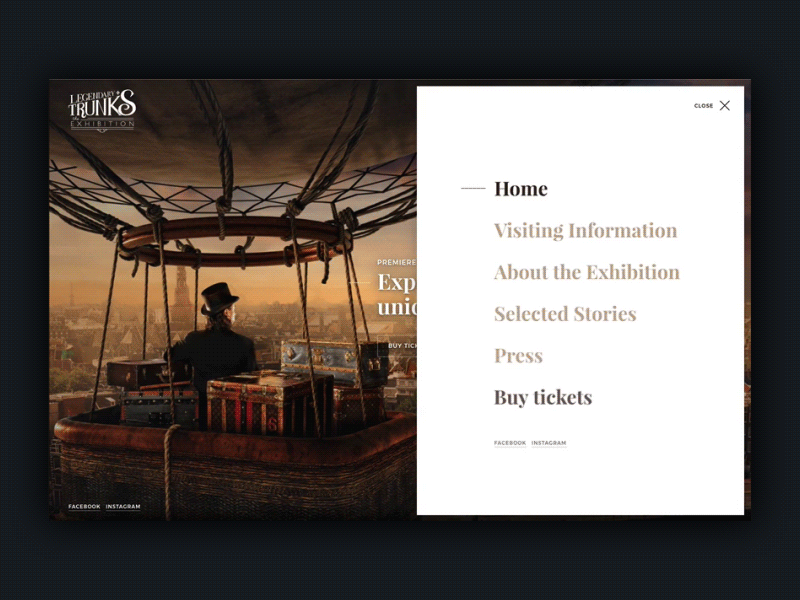 Menu/Page Transitions - Legendary Trunks airballoon amsterdam animation exhibition gif loading louis vuitton parallax skyline transitions trunk website