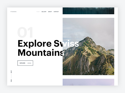 Slider Exploration clean landscape layout minimal mountains page slider typography ui website