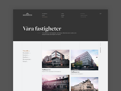 Magnentus Properties Grid architecture grid layout masonry page real estate typography ui website