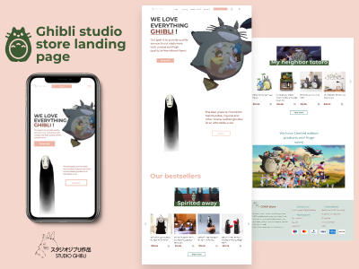 Landing page for Ghibli store ecommerce fi figma ghibli landing page ui