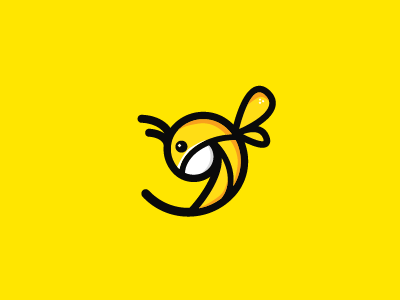 Beee bee cute logo simple smart yellow