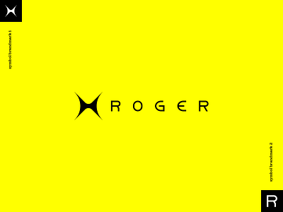 Roger black branding custom drone logo monogram process typography yellow