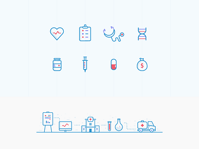 Healthcare Illustrations blue branding calm dna friendly healthcare icons illustrations medical soft