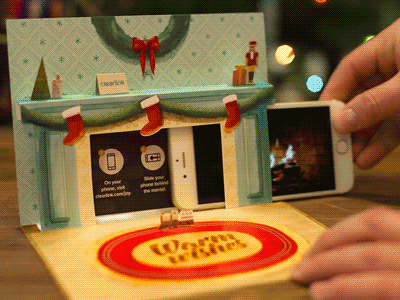 Desktop Fireplace Card christmas fireplace gif holidays illustrated interactive papercraft pop up video