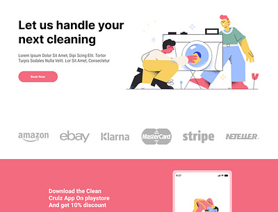 Landing Page of a cleaning agency. design illustration logo product design typography ui uiux ux