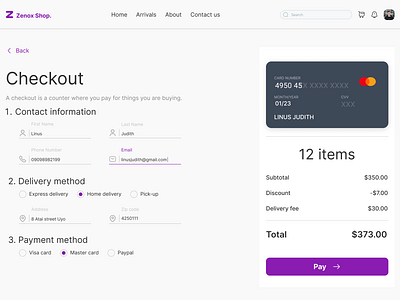 E-commerce Checkout page design product design ui uiux