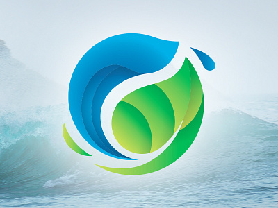 Leaf and Wave ag circle gradient icon leaf water wave