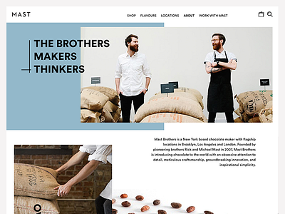 MAST BROTHERS website - About page...1/2 about abstract chocolate geometric mast modern page typography ui ux visual website