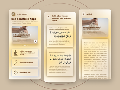 Dzikir app - Glassmorphism UI design dzikir app ui ux