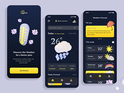 Clowdio - Weather app 3d design figma ui weather weather app