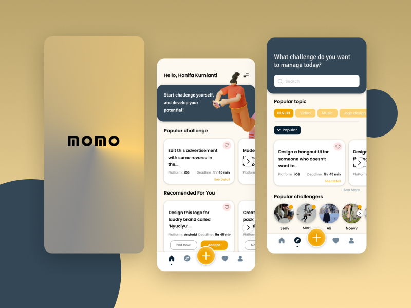 UI Momo Challenge App by Hanifa kurnianti on Dribbble