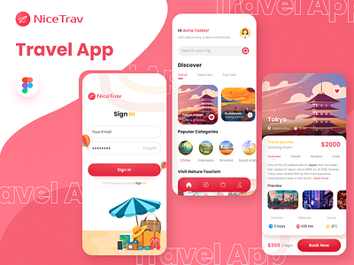 NiceTrav - Travel App Mobile Design graphic design indonesia mobile mobileapps travel travelapp travelling ui uidesign uiux ux