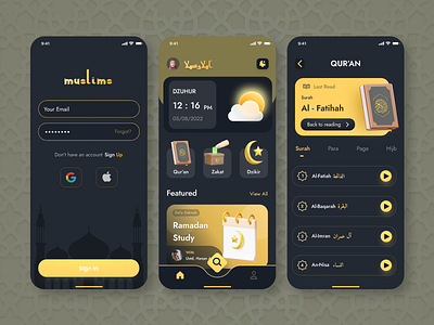 Muslim App - UI Mobile Design app apps design graphic design illustration indonesia logo mobileapp muslim muslimapps quran ui uidesign uiux ux