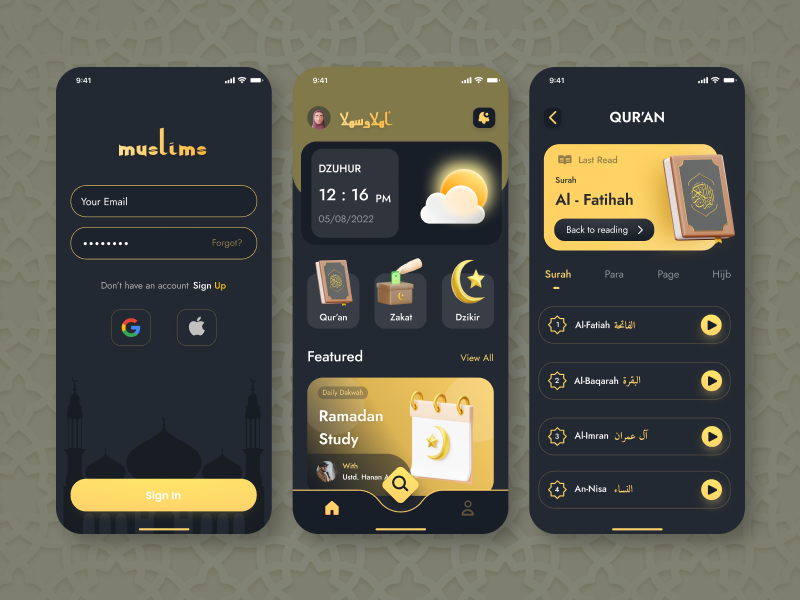 Muslim App - UI Mobile Design by Ru'ya Shadiqa on Dribbble