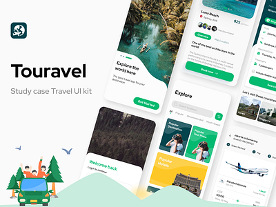Touravel - Travel App 3d branding design figma graphic design indonesia ui ux vector