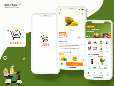 Fresh Supermarket | Grocery Delivery App animation branding graphic design ui