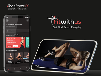 FitWithus Application | Diet and Nutrition Tracking App app development codestore diet and nutrition tracking app diet planning app graphic design illustration mobile application nutrition tracking app software development typography ui ux