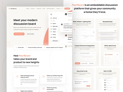 PeerBoard – Homepage branding colors forum homepage landing page landingpage landingpages peerboard product branding product page web web design webdesign webflow website website design