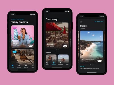 PRST – Presets for Lightroom discovery feed filter app item view lightroom mobile app mobile app design mobile apps mobile product mobile ui photo app presets prst real app today