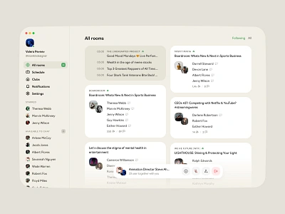 Clubhouse Desktop Concept chat chat app chatting chatting app clubhouse concept desktop app interface mac os macos product product concept redesign room chat ui ui concept voice chat web web app web concept